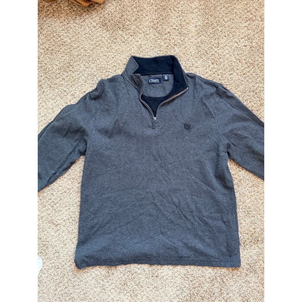 Champs Men's 3/4 zip shirt gray euc 100% Cotton